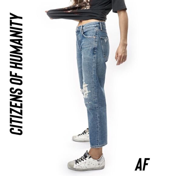 CITIZENS OF HUMANITY LYDIA WIDE LEG SHIMMY HIGH RISE CROPPED JEANS NWT SIZE 30 - Picture 4 of 9